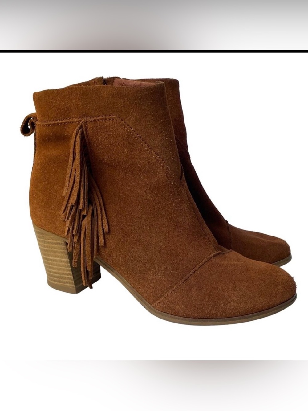 Toms Brown Suede Fringe Ankle Booties